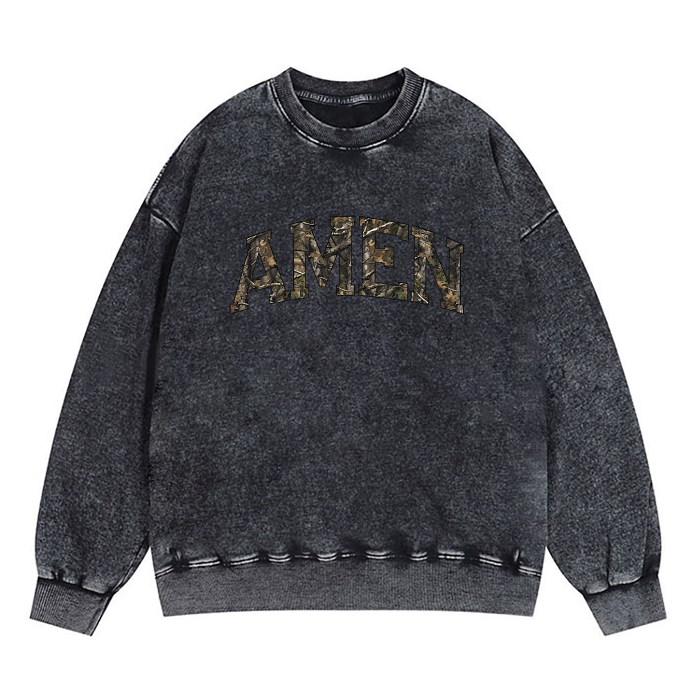 Amen Camouflage Christian Washed Sweatshirt