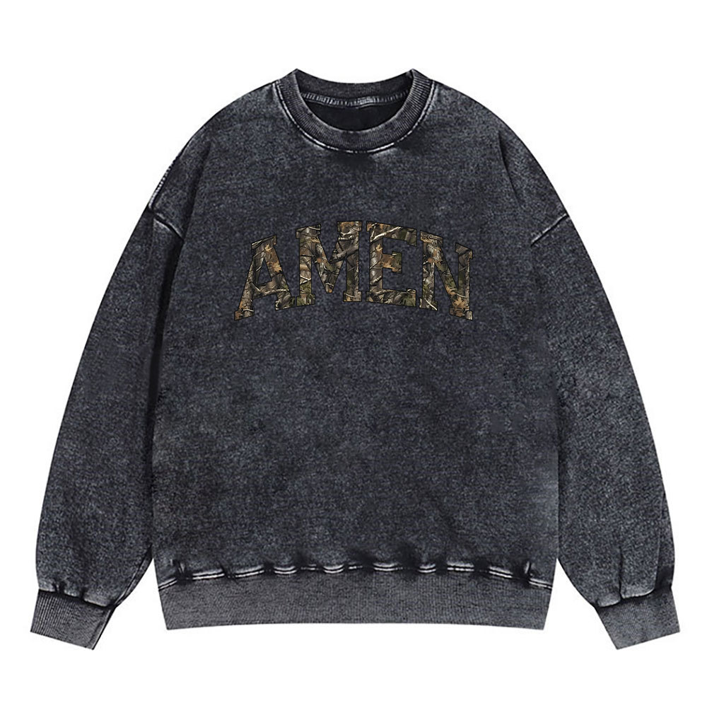 Amen Camouflage Christian Washed Sweatshirt