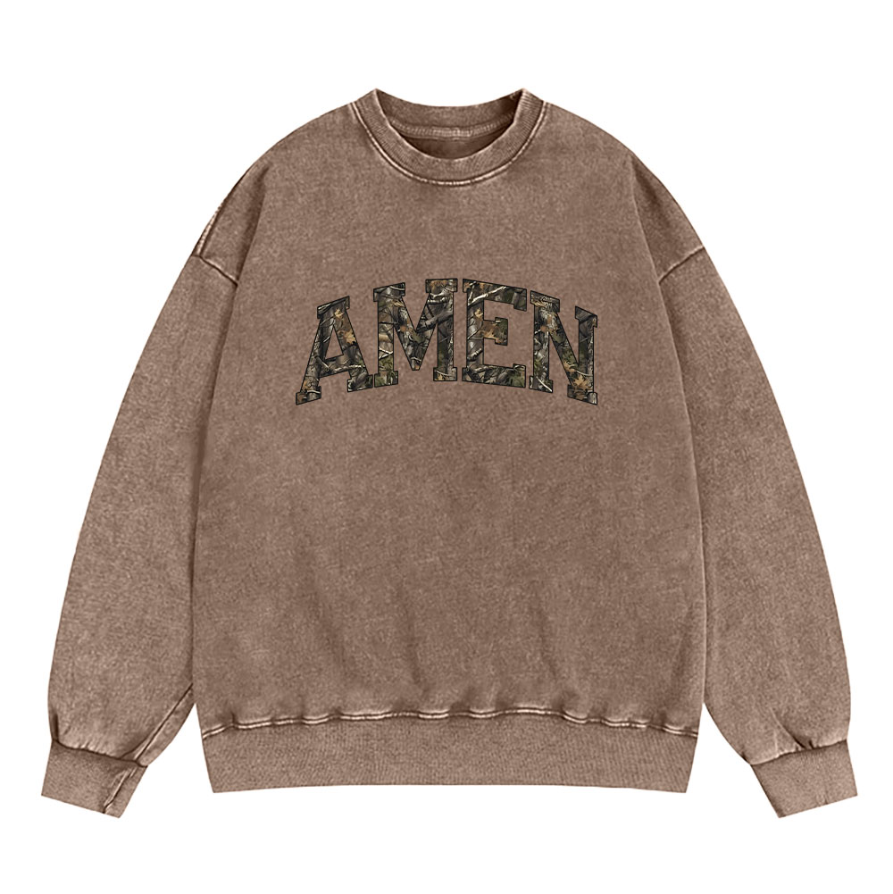 Amen Camouflage Christian Washed Sweatshirt