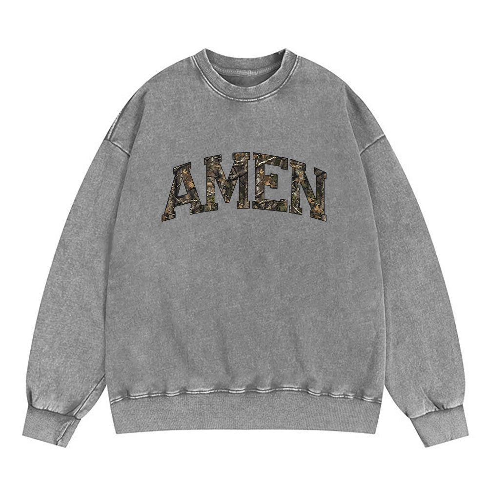 Amen Camouflage Christian Washed Sweatshirt