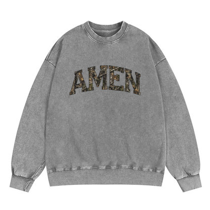 Amen Camouflage Christian Washed Sweatshirt