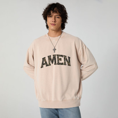 Amen Camouflage Christian Washed Sweatshirt