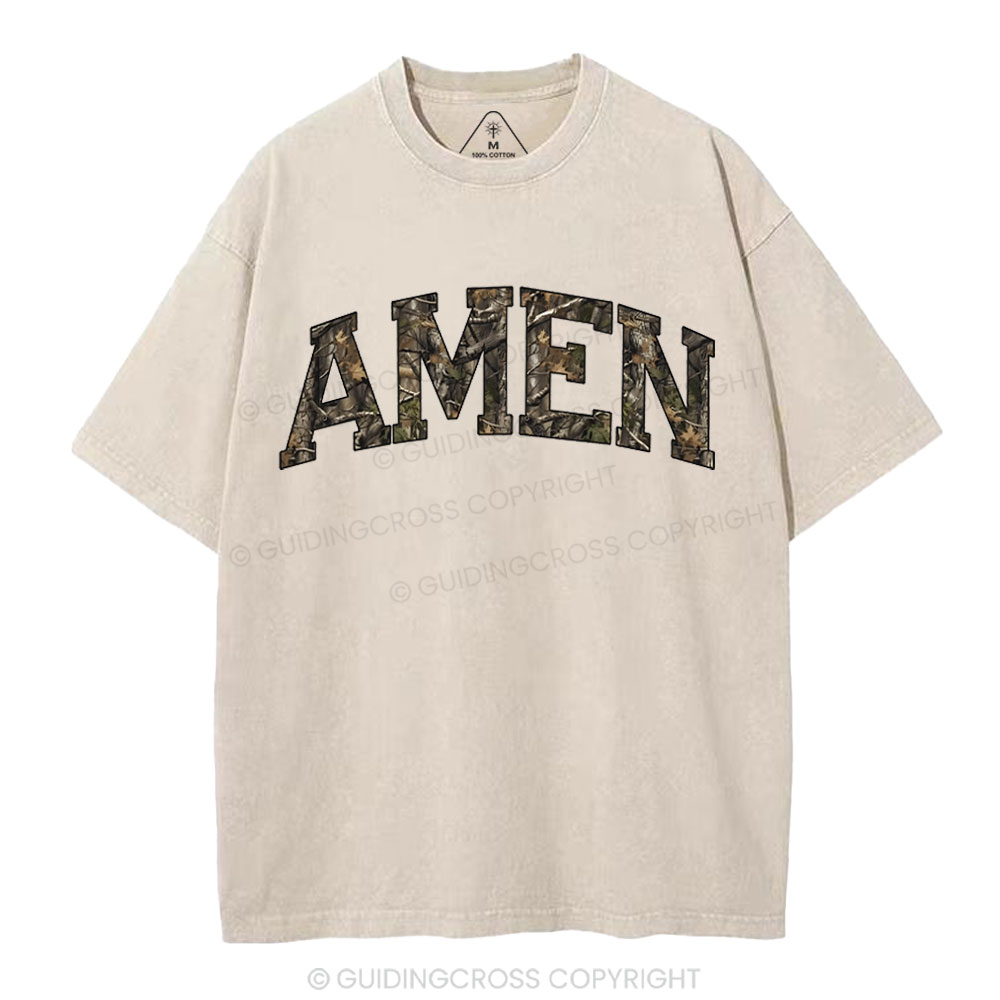 Amen Camouflage Christian Washed T-Shirt