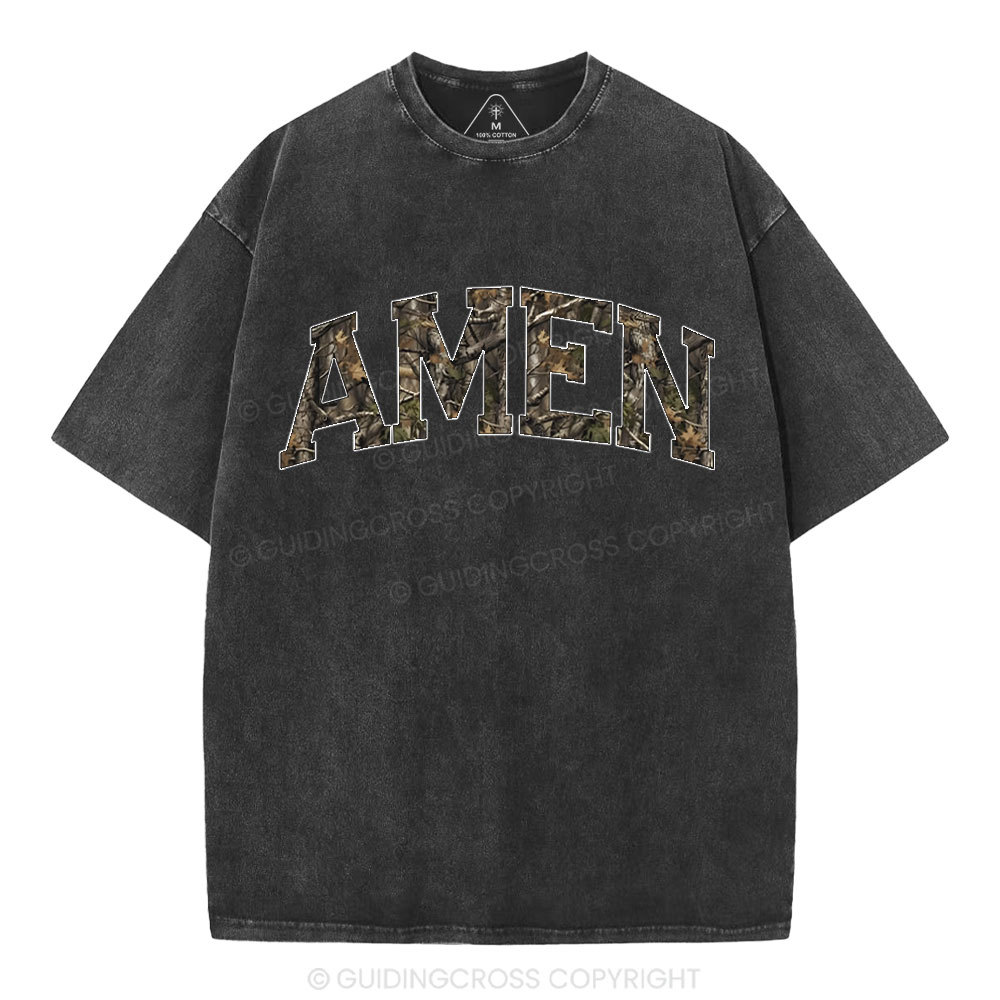 Amen Camouflage Christian Washed T-Shirt