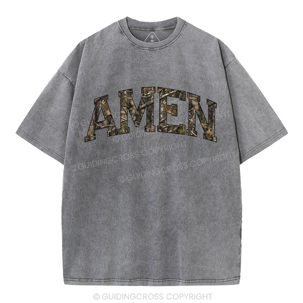 Amen Camouflage Christian Washed T-Shirt