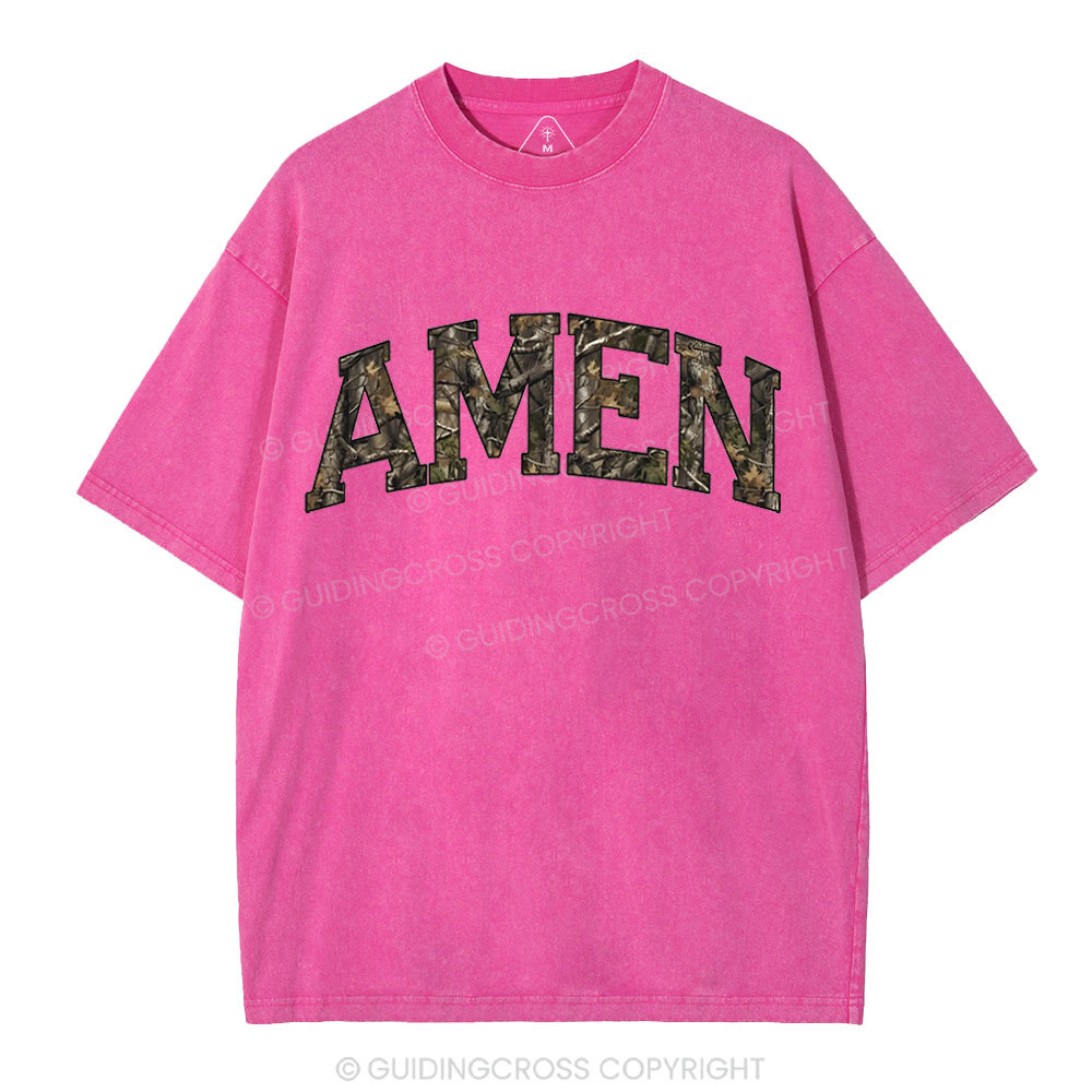 Amen Camouflage Christian Washed T-Shirt