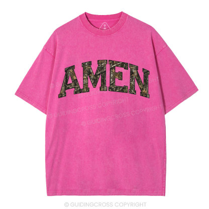 Amen Camouflage Christian Washed T-Shirt