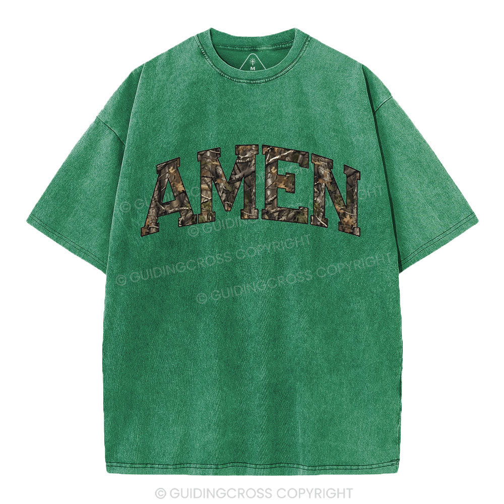 Amen Camouflage Christian Washed T-Shirt
