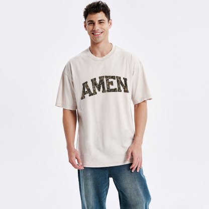 Amen Camouflage Christian Washed T-Shirt