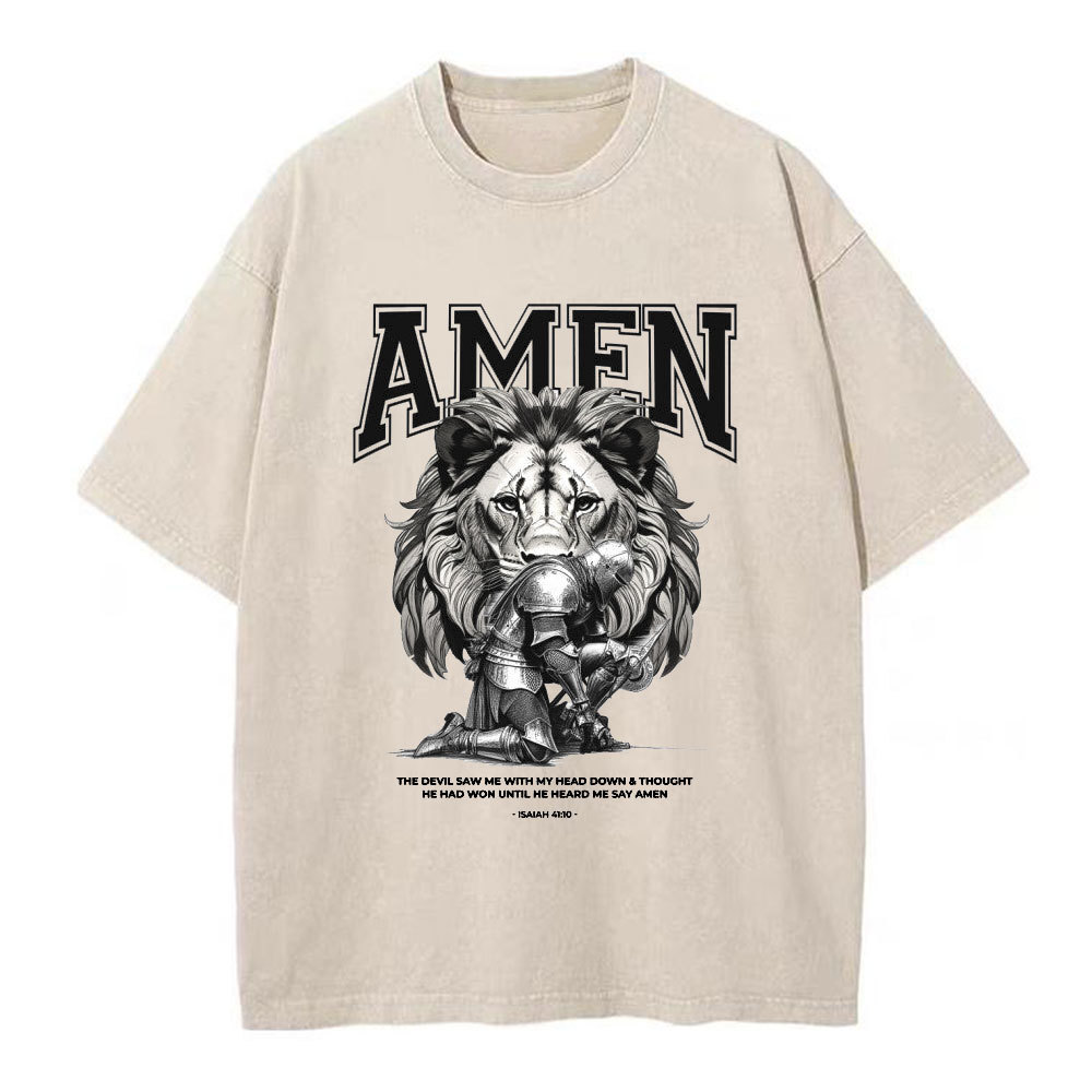 Amen The Devil Saw Me Christian Washed T-Shirt
