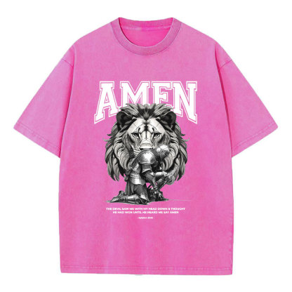 Amen The Devil Saw Me Christian Washed T-Shirt