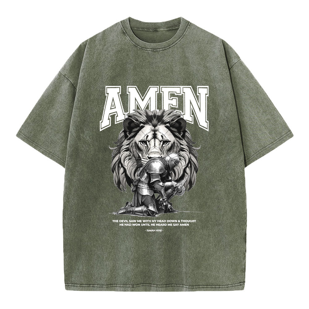 Amen The Devil Saw Me Christian Washed T-Shirt