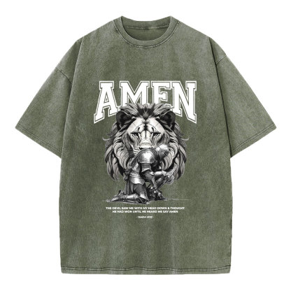 Amen The Devil Saw Me Christian Washed T-Shirt