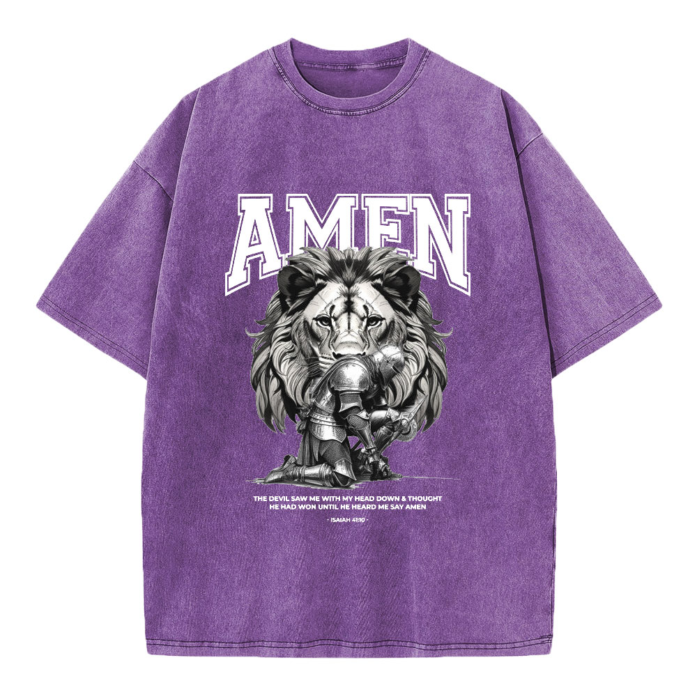 Amen The Devil Saw Me Christian Washed T-Shirt