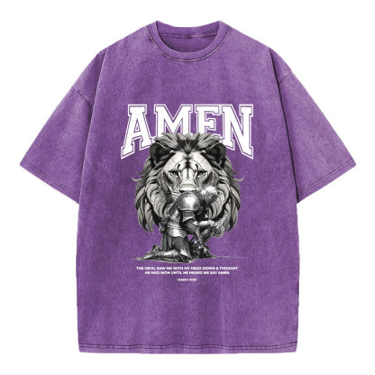 Amen The Devil Saw Me Christian Washed T-Shirt