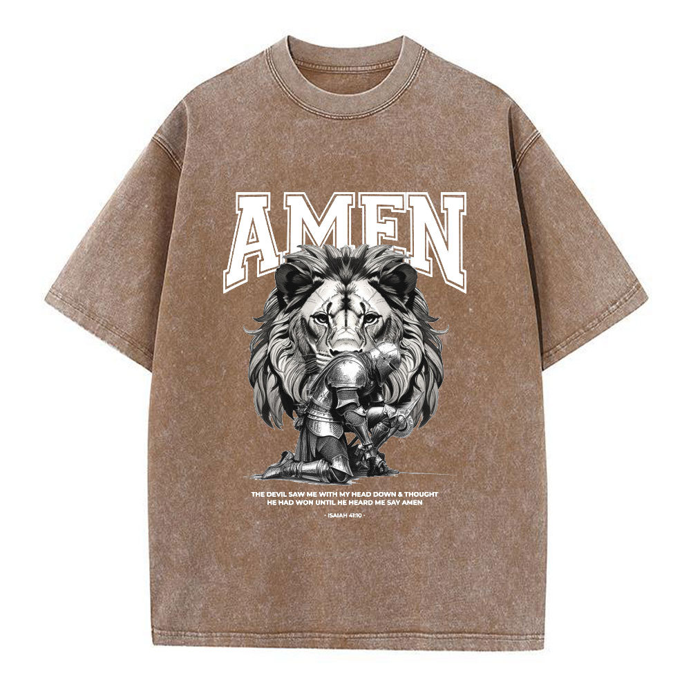 Amen The Devil Saw Me Christian Washed T-Shirt