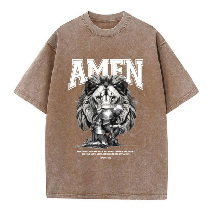 Amen The Devil Saw Me Christian Washed T-Shirt