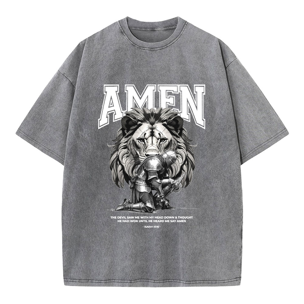 Amen The Devil Saw Me Christian Washed T-Shirt