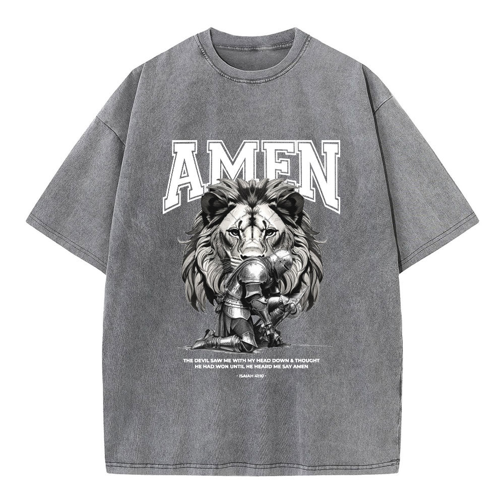 Amen The Devil Saw Me Christian Washed T-Shirt