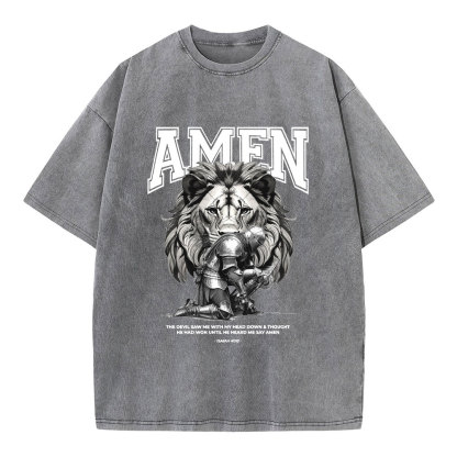 Amen The Devil Saw Me Christian Washed T-Shirt