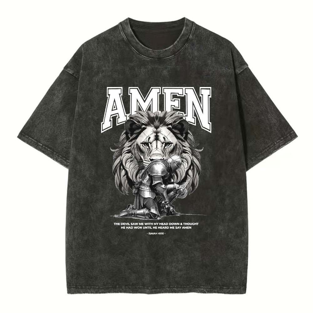Amen The Devil Saw Me Christian Washed T-Shirt