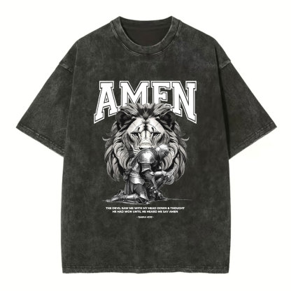 Amen The Devil Saw Me Christian Washed T-Shirt