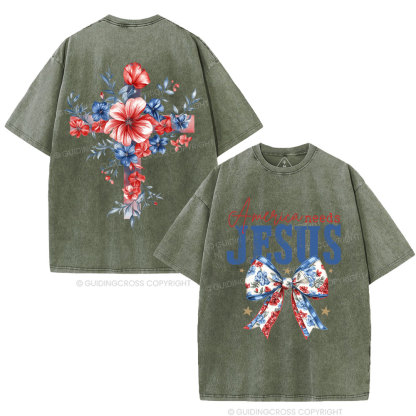 America Needs Jesus Christian Washed T-Shirt