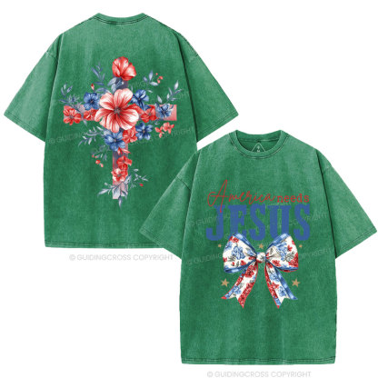 America Needs Jesus Christian Washed T-Shirt