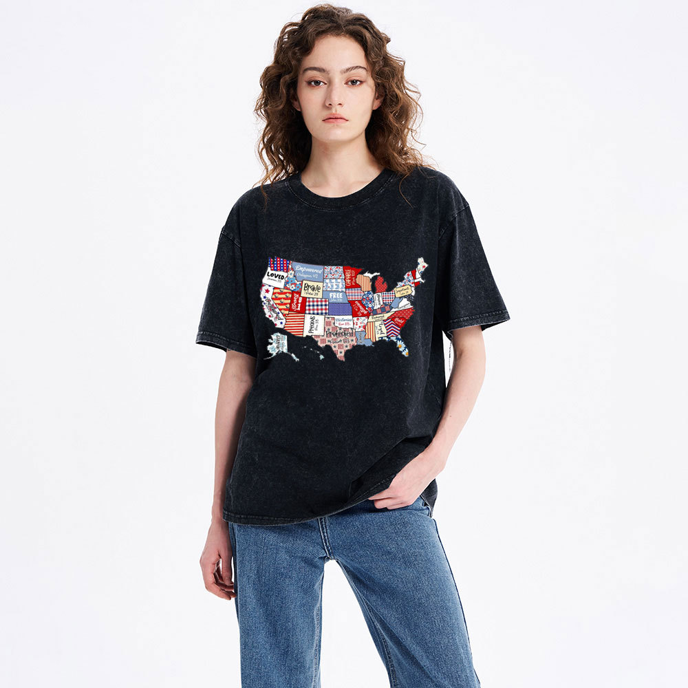 America USA Independence Day Christian Washed T-Shirt