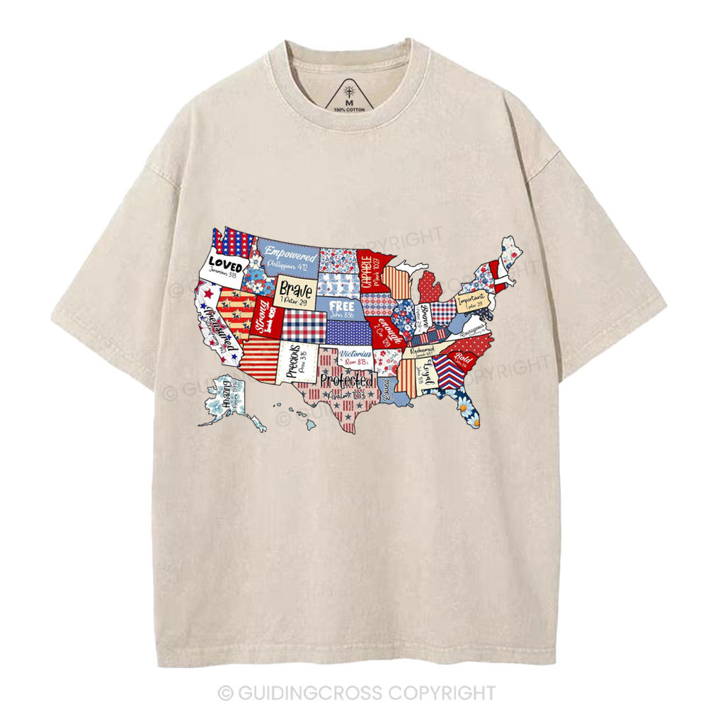 America USA Independence Day Christian Washed T-Shirt
