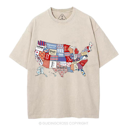 America USA Independence Day Christian Washed T-Shirt
