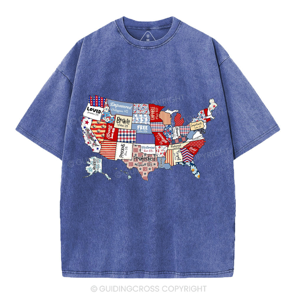 America USA Independence Day Christian Washed T-Shirt