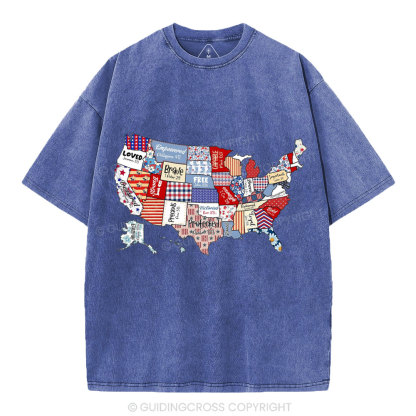 America USA Independence Day Christian Washed T-Shirt