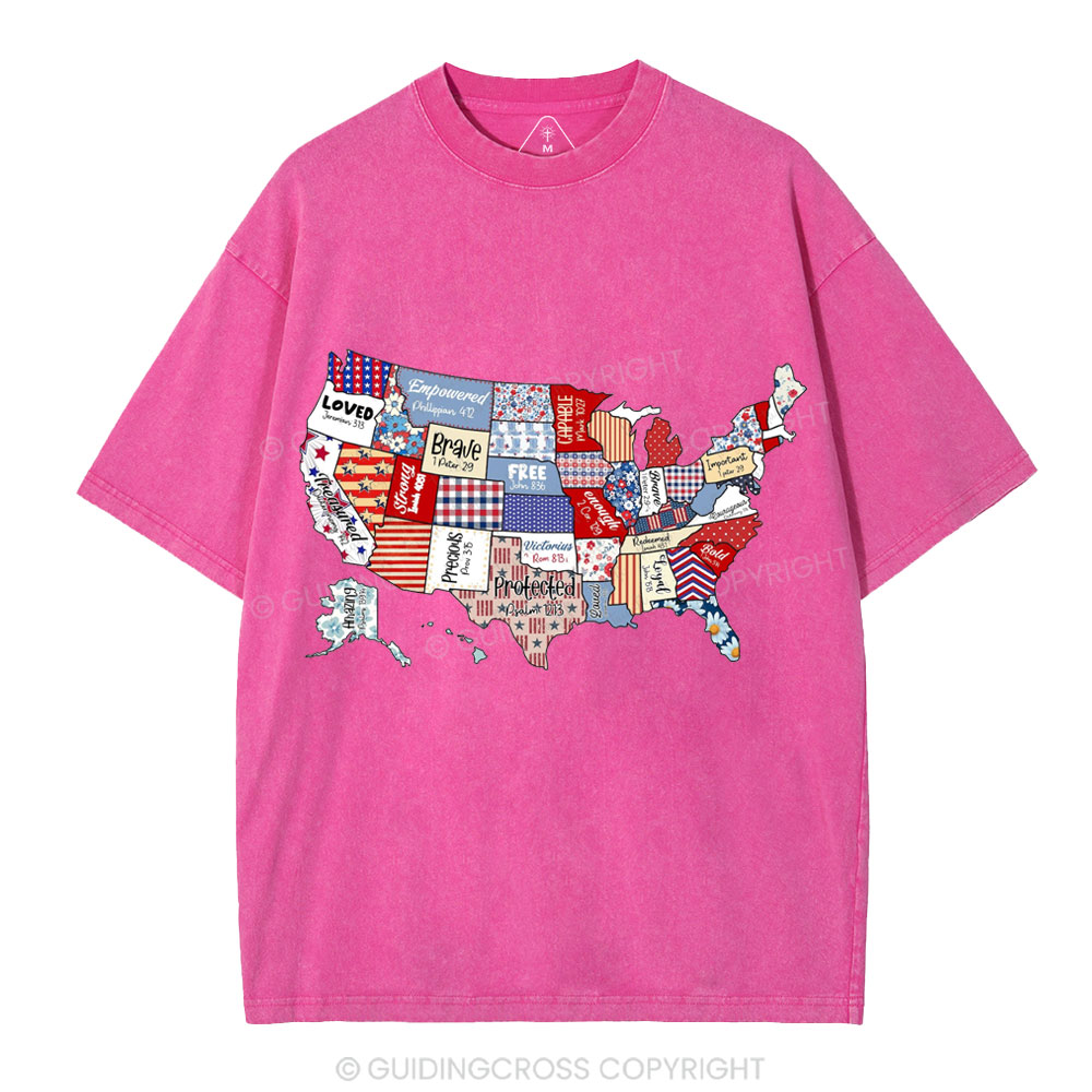 America USA Independence Day Christian Washed T-Shirt