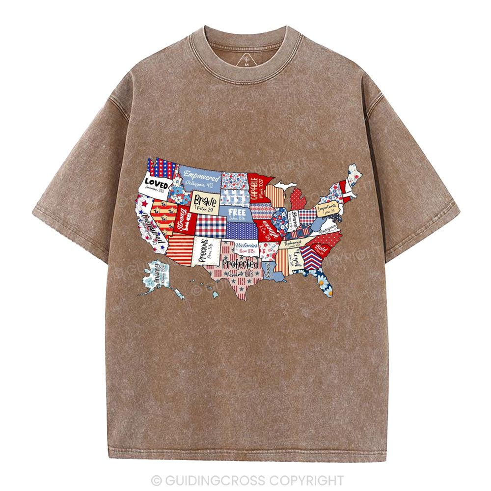 America USA Independence Day Christian Washed T-Shirt