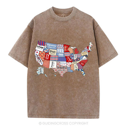 America USA Independence Day Christian Washed T-Shirt
