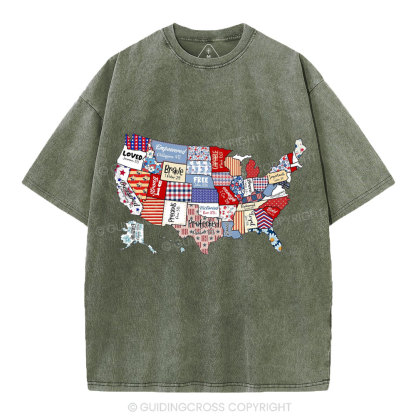 America USA Independence Day Christian Washed T-Shirt