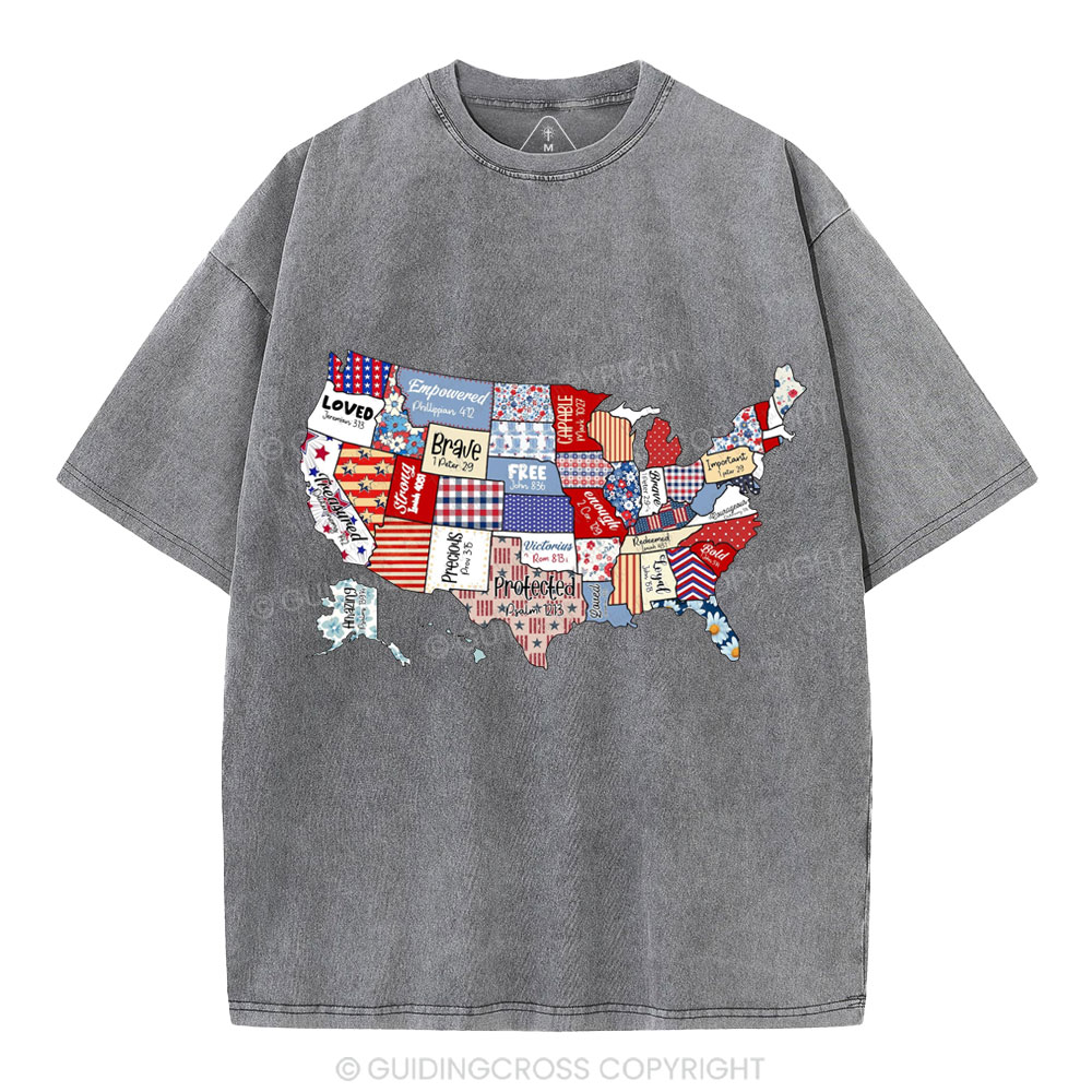 America USA Independence Day Christian Washed T-Shirt