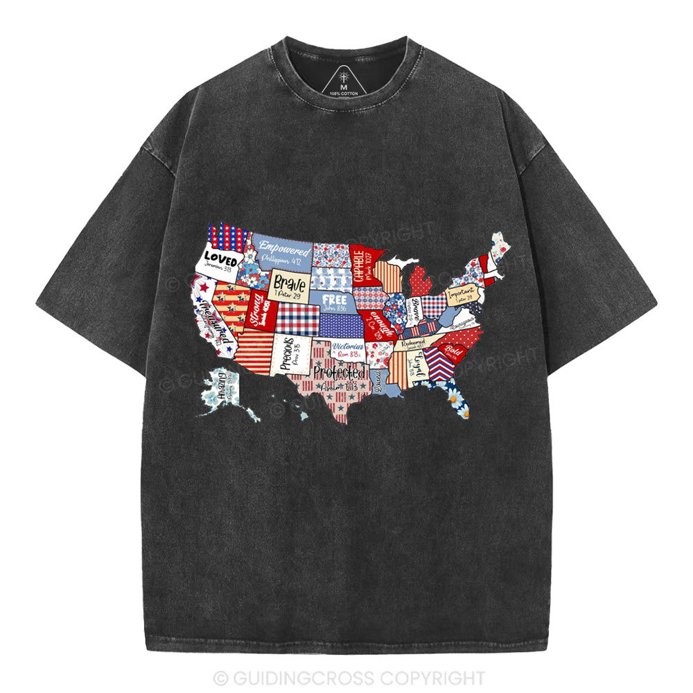 America USA Independence Day Christian Washed T-Shirt
