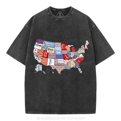 America USA Independence Day Christian Washed T-Shirt
