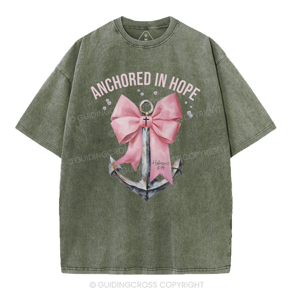 Anchored In Hope Christian Washed T-Shirt