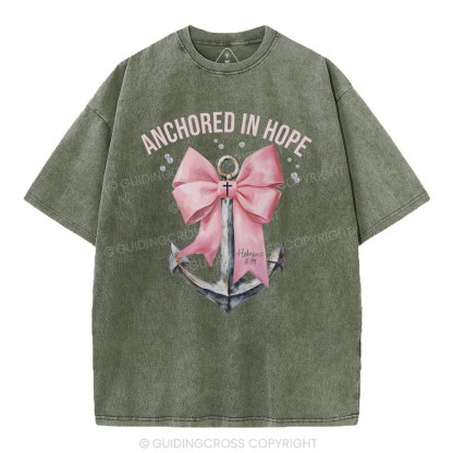 Anchored In Hope Christian Washed T-Shirt