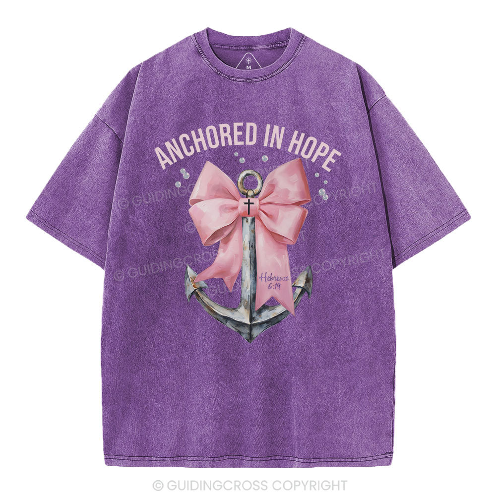 Anchored In Hope Christian Washed T-Shirt