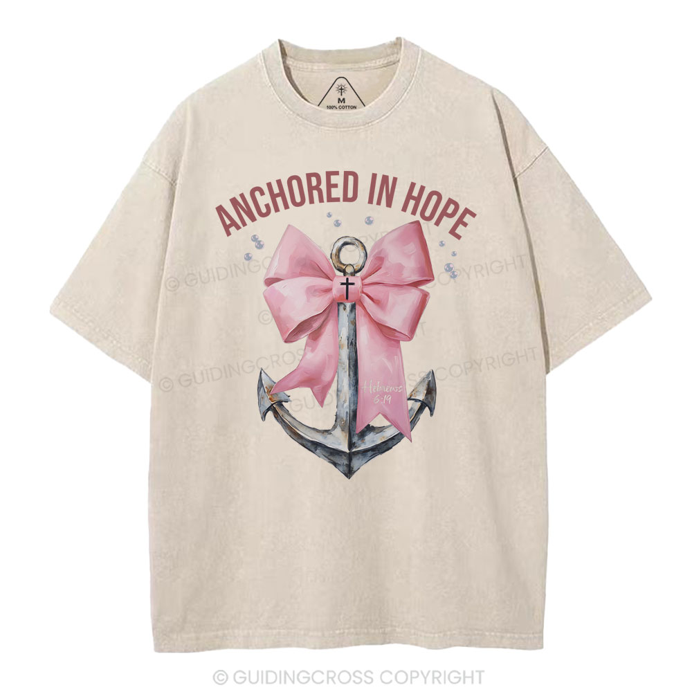 Anchored In Hope Christian Washed T-Shirt