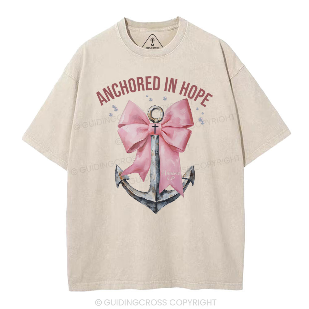 Anchored In Hope Christian Washed T-Shirt