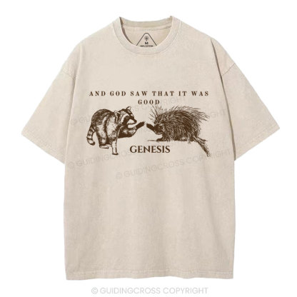 And God Saw That It Was Good Christian Washed T-Shirt