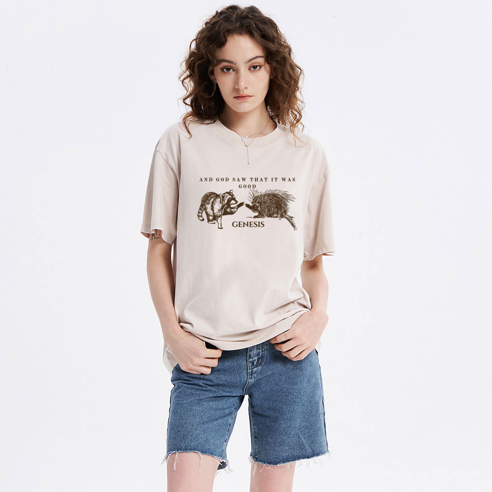 And God Saw That It Was Good Christian Washed T-Shirt