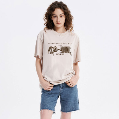 And God Saw That It Was Good Christian Washed T-Shirt
