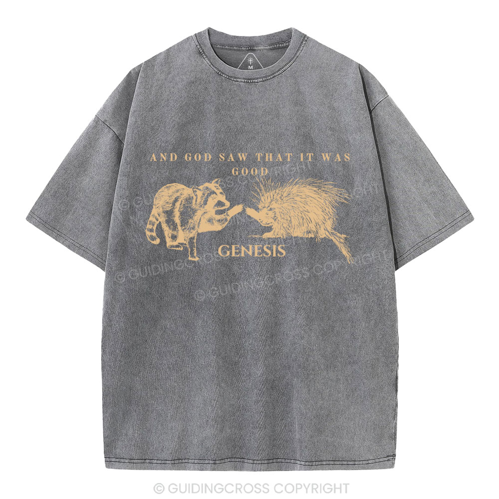 And God Saw That It Was Good Christian Washed T-Shirt