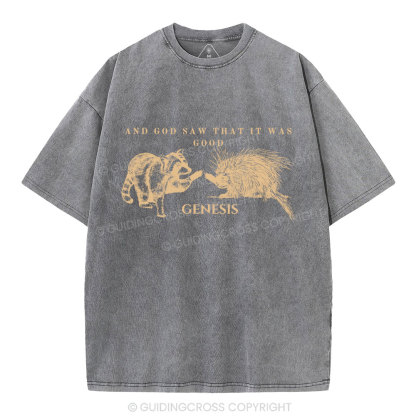 And God Saw That It Was Good Christian Washed T-Shirt